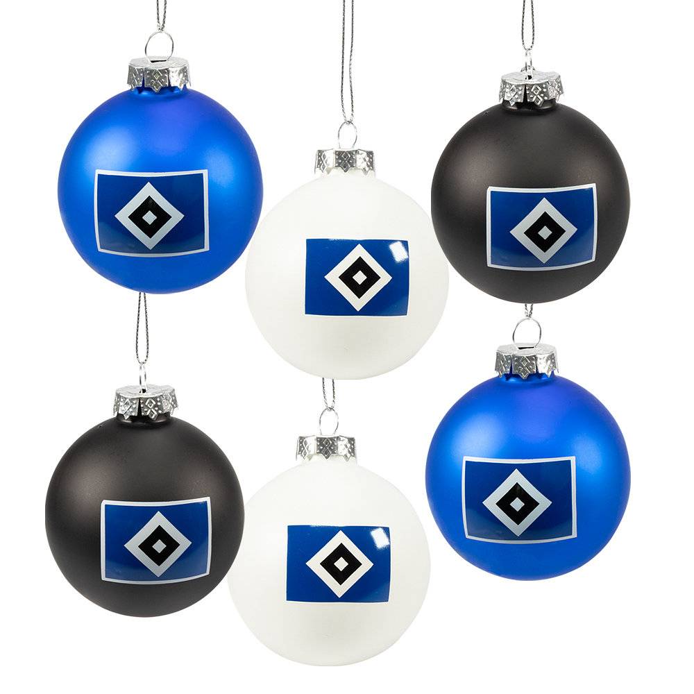 HSV Christbaumkugeln 6er + Christbaumschmuck Raute 4er - 10 Teile - Set