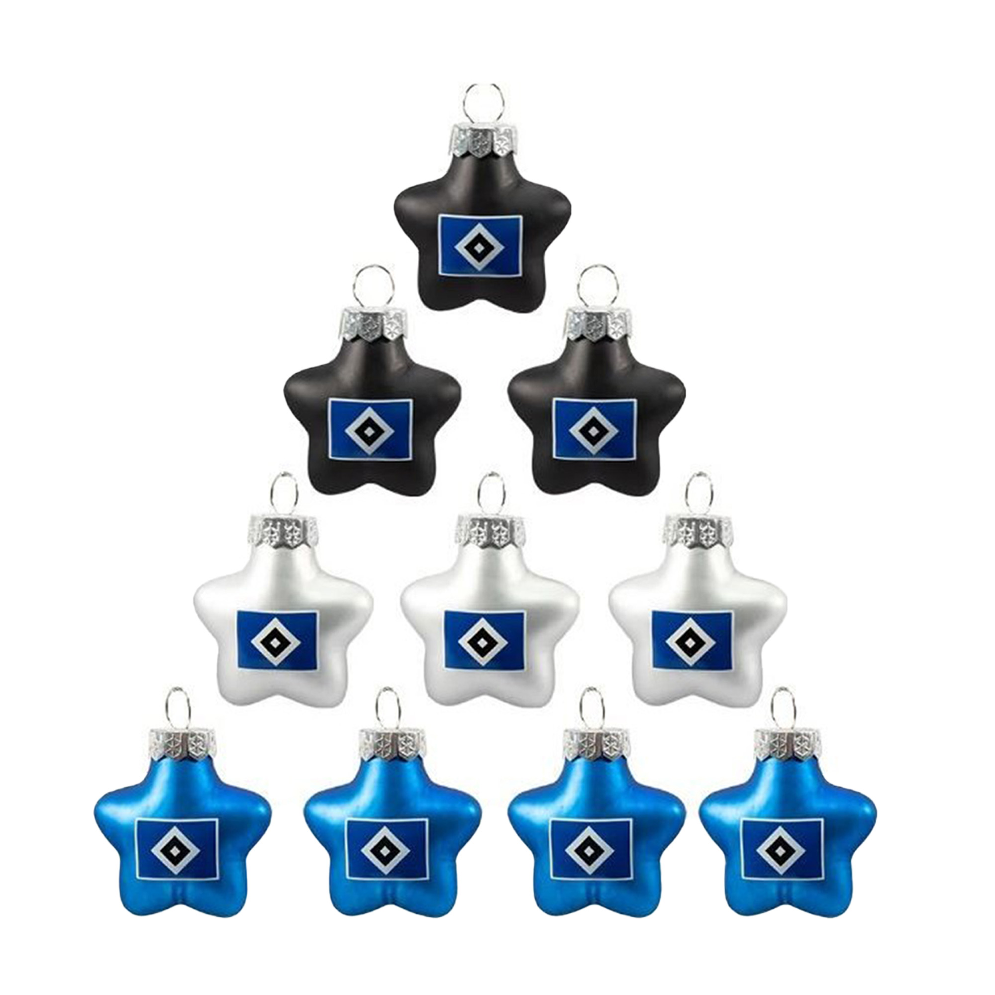 Hamburger SV - Christbaumkugeln 10er "Stern" - blau, weiß, schwarz